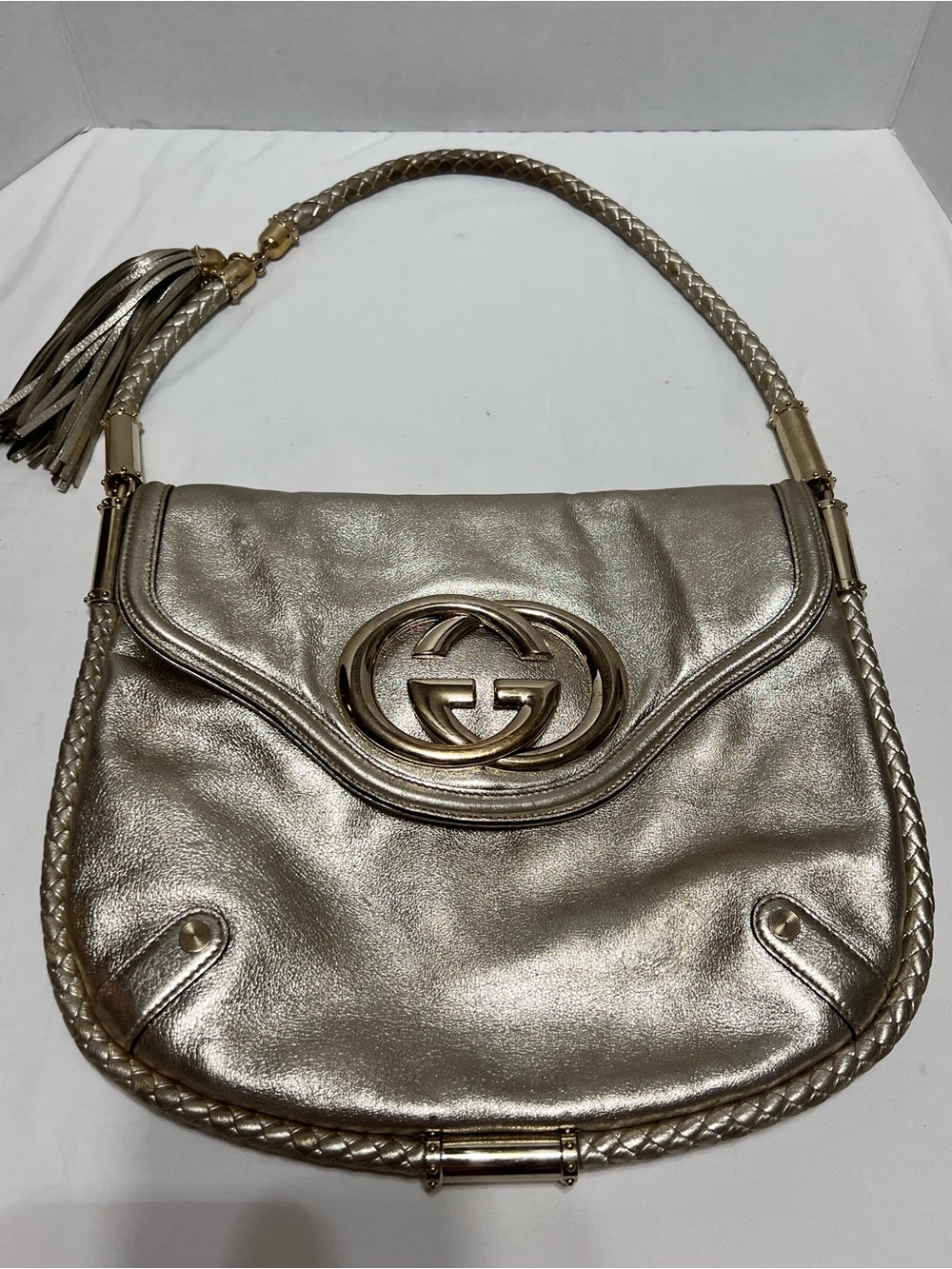 Gucci Britt Tassel Flap Bag - Gold Metallic